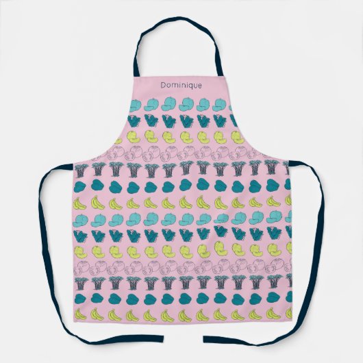 Gepersonaliseerde moderne Fruit & Veggie Print Sch Schort (Voorkant)