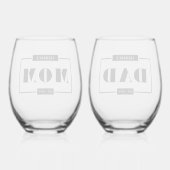 Gepersonaliseerde moderne gedurfde mama vader est wijnglas zonder voet (Achterkant)