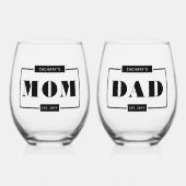 Gepersonaliseerde moderne gedurfde mama vader est wijnglas zonder voet (Voorkant)