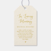 Gepersonaliseerde moderne geel goud, begrafenisdie cadeaulabel (Voorkant)