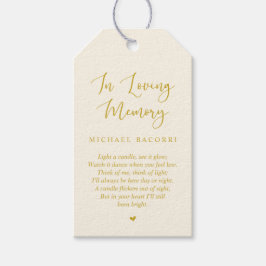 Gepersonaliseerde moderne geel goud, begrafenisdie cadeaulabel