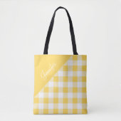 Gepersonaliseerde Moderne Gele Plaid Tote Bag (Voorkant)