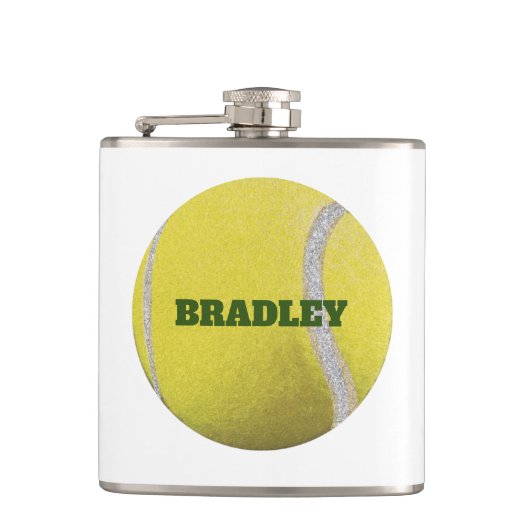 Gepersonaliseerde Moderne Gele Tennis Ball Heupfles (Voorkant)