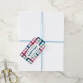 Gepersonaliseerde Moderne Gingham Kerst Patroon Gi Cadeaulabel (Met Touw)