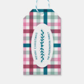 Gepersonaliseerde Moderne Gingham Kerst Patroon Gi Cadeaulabel (Voorkant)