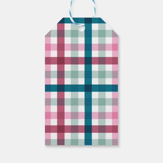 Gepersonaliseerde Moderne Gingham Kerst Patroon Gi Cadeaulabel (Achterkant)