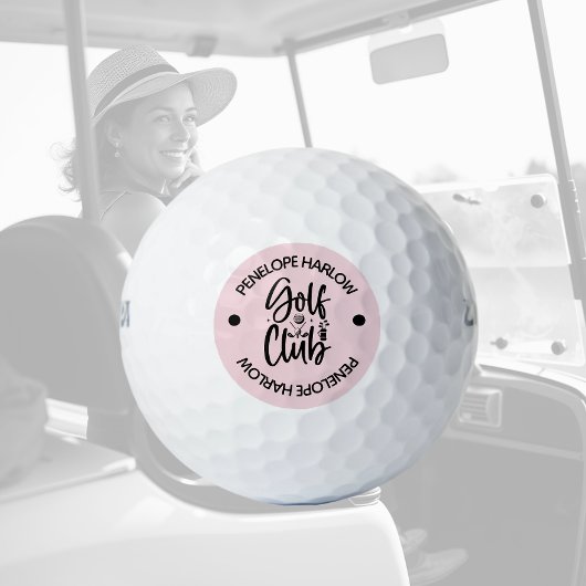 Gepersonaliseerde moderne golfclub naam Blush Pink Golfballen