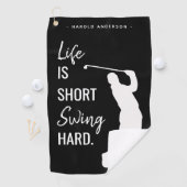 Gepersonaliseerde moderne golfer citaat golfhanddoek (Insitu)