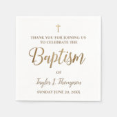 Gepersonaliseerde moderne gouden en witte doop servet (Voorkant)