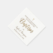 Gepersonaliseerde moderne gouden en witte doop servet (Hoek)