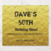 Gepersonaliseerde moderne gouden verjaardagsfeestj sparkling wijnetiket (Enkel label)