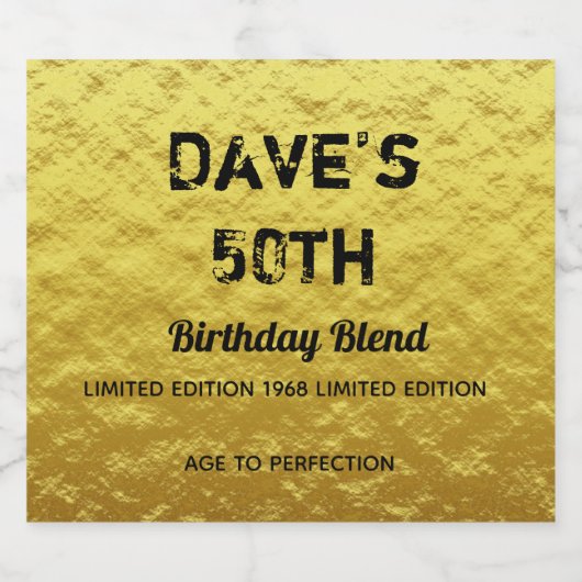 Gepersonaliseerde moderne gouden verjaardagsfeestj sparkling wijnetiket (Enkel label)