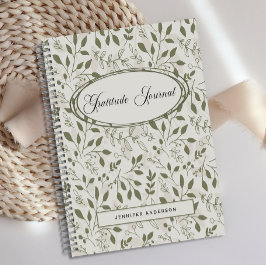 Gepersonaliseerde moderne groene blad dankbaarheid notitieboek