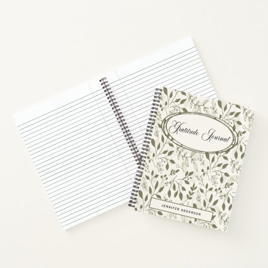 Gepersonaliseerde moderne groene blad dankbaarheid notitieboek (Binnen)