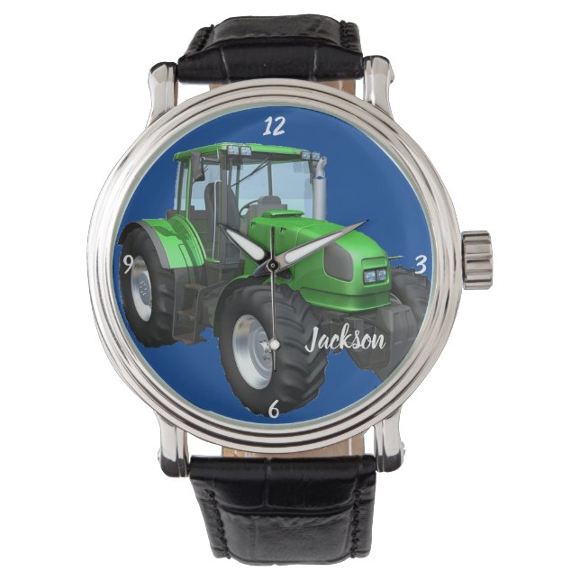 Gepersonaliseerde moderne groene Boerderijen trekk Horloge (Voorkant)