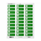 Gepersonaliseerde moderne groene monogram retourad etiket (Full Sheet)