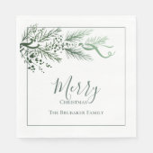 Gepersonaliseerde Moderne Groene Pijn Unieke Kerst Servet (Voorkant)