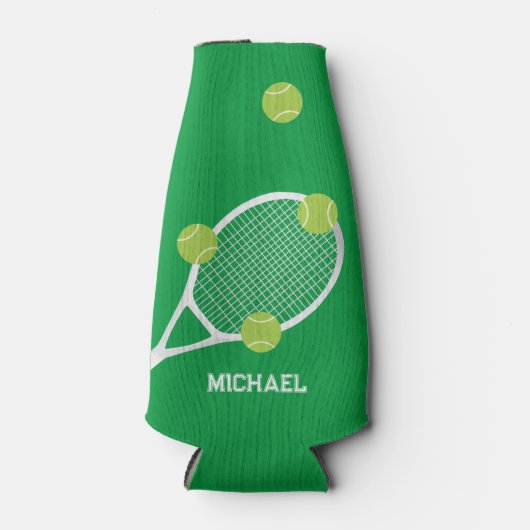 Gepersonaliseerde moderne groene tennis racket bal flesjeskoeler (Voorkant)