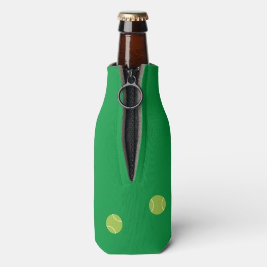 Gepersonaliseerde moderne groene tennis racket bal flesjeskoeler (Fles Achterkant)