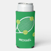 Gepersonaliseerde moderne groene tennis racket bal seltzer blikjeskoeler (Seltzer Achterkant)