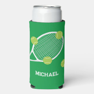 Gepersonaliseerde moderne groene tennis racket bal seltzer blikjeskoeler