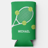 Gepersonaliseerde moderne groene tennis racket bal seltzer blikjeskoeler (Voorkant)