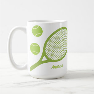 Gepersonaliseerde moderne groene tennisbal racket koffiemok