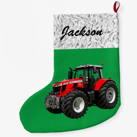 Gepersonaliseerde Moderne Groene Tractor Grote Kerstsok (Achterkant)
