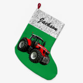 Gepersonaliseerde Moderne Groene Tractor Grote Kerstsok (Voorkant (Hangend))