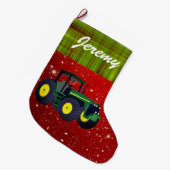 Gepersonaliseerde Moderne Groene Tractor Grote Kerstsok (Voorkant (Hangend))