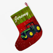 Gepersonaliseerde Moderne Groene Tractor Grote Kerstsok (Achterkant (Hangend))