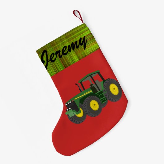 Gepersonaliseerde Moderne Groene Tractor Kleine Kerstsok (Achterkant (Hangend))