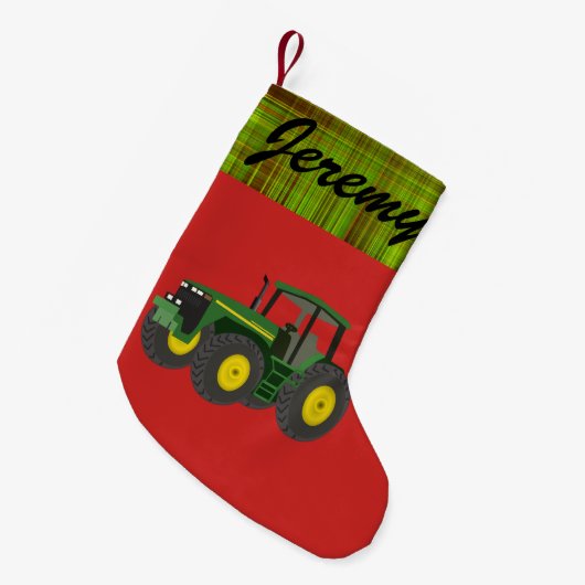 Gepersonaliseerde Moderne Groene Tractor Kleine Kerstsok (Voorkant (Hangend))