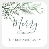 Gepersonaliseerde Moderne Hand getrokken Pine Kers Vierkante Sticker (Voorkant)