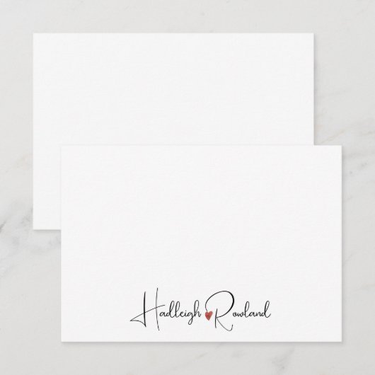 Gepersonaliseerde moderne handgeschreven scriptnaa notitiekaartje (Voorkant / Achterkant)