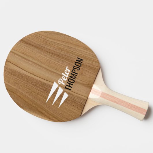 Gepersonaliseerde moderne houtnerf textuur naam tafeltennisbatje (Zijkant)