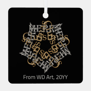 Gepersonaliseerde Moderne Kerst Goud Zilveren Ster Metalen Ornament