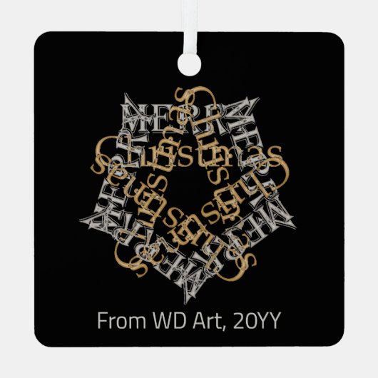 Gepersonaliseerde Moderne Kerst Goud Zilveren Ster Metalen Ornament (Achterkant)