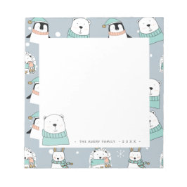 Gepersonaliseerde moderne kerst schattige dieren notitieblok