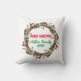 Gepersonaliseerde Moderne Kerstkrans Familie Xmas Kussen