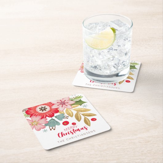 Gepersonaliseerde Moderne Kerstmis Kartonnen Onderzetters (Insitu)