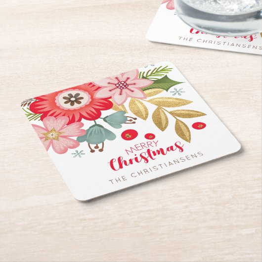 Gepersonaliseerde Moderne Kerstmis Kartonnen Onderzetters (Schuin)