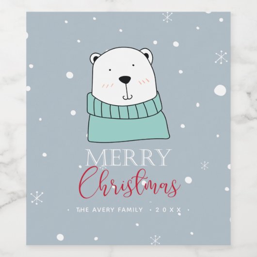 Gepersonaliseerde Moderne Kerstmis Wijn Etiket (Enkel label)