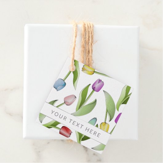 Gepersonaliseerde moderne kleurrijke tulp bedankjes labels (In situ)