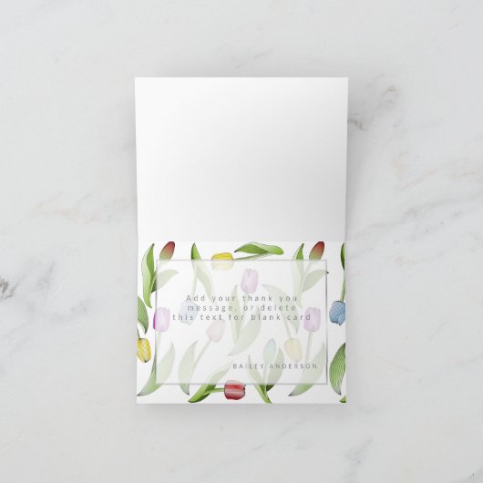 Gepersonaliseerde moderne kleurrijke tulp dank u k bedankkaart (Binnen)