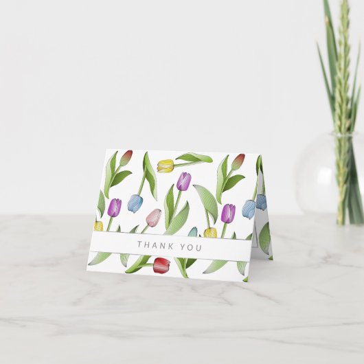 Gepersonaliseerde moderne kleurrijke tulp dank u k bedankkaart (Voorkant)