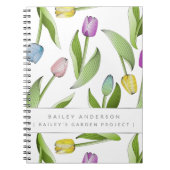 Gepersonaliseerde moderne kleurrijke tulp notitieboek (Voorkant)