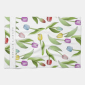 Gepersonaliseerde moderne kleurrijke tulp theedoek (Horizontaal)