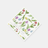 Gepersonaliseerde moderne kleurrijke tulpenpapier servet (Hoek)