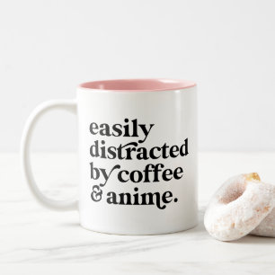 Gepersonaliseerde moderne koffie- en animeliefhebb tweekleurige koffiemok